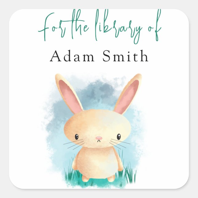 Adesivo Quadrado Bunny - para a biblioteca de (Frente)