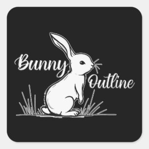 Adesivo Quadrado Bunny Sketch – Hand Drawn Rabbit - Autocolante