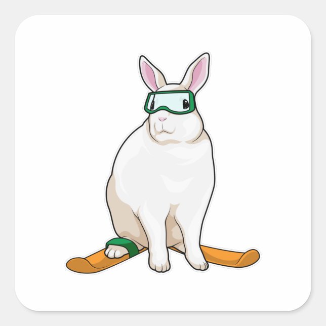 Adesivo Quadrado Bunny Skier Ski (Frente)
