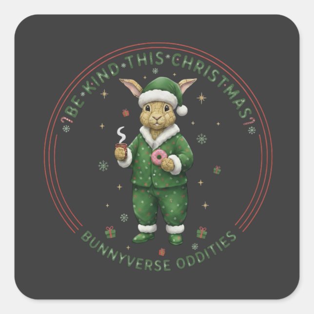 Adesivo Quadrado Bunnyverse christmas (Frente)