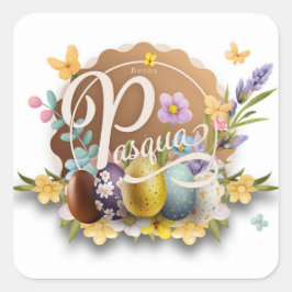 Adesivo Quadrado Buona Pasqua