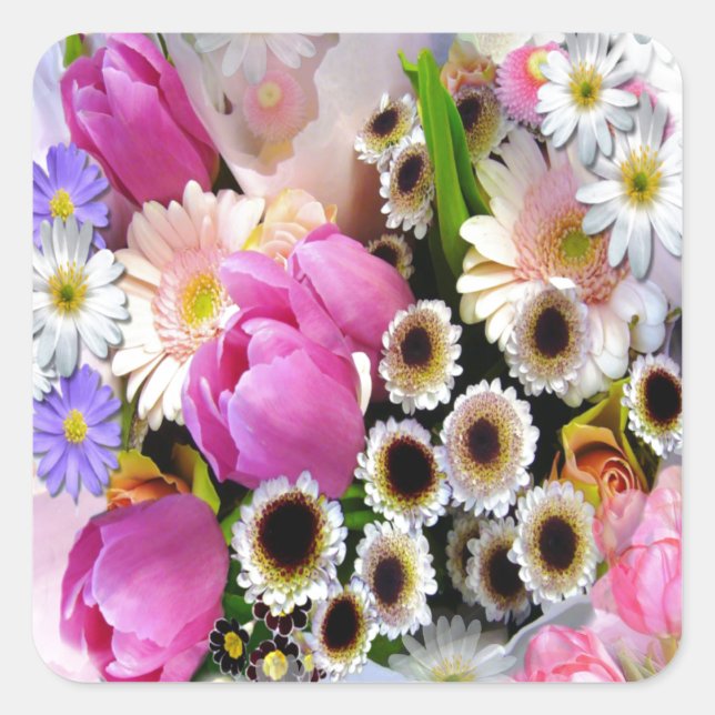 Adesivo Quadrado Buquê de abril (Frente)