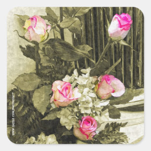 Adesivo Quadrado Buquê de casamento