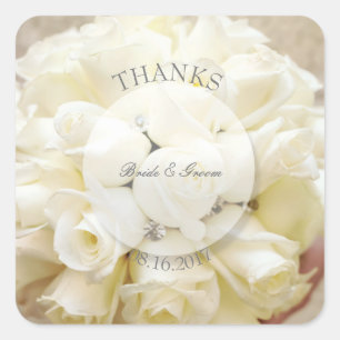 Adesivo Quadrado Buquê de Flor Bridal Branca