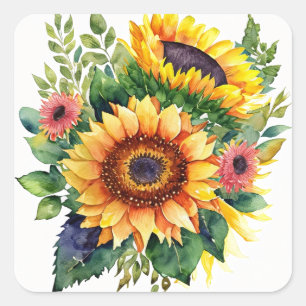 Adesivo Quadrado Buquê de girassóis - Decoração do País Francês
