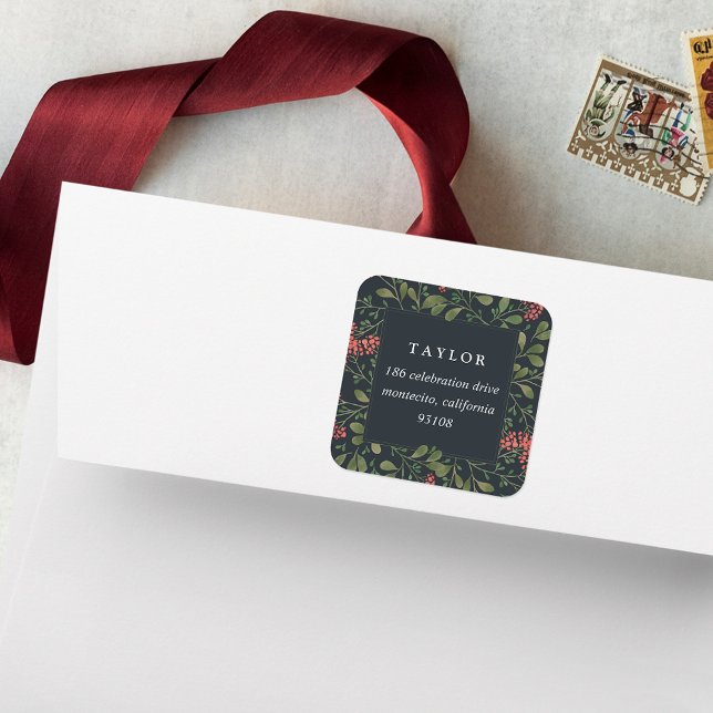 Adesivo Quadrado Buquê de inverno | Endereço para devolução de feri (Criador carregado)