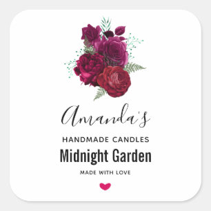 Adesivo Quadrado Buquê Floral Elegante Magenta Rosa