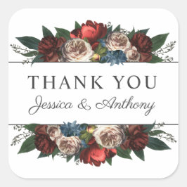 Adesivo Quadrado Buquê Floral Luxe Jewel Tone Obrigado