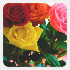 Adesivo Quadrado buquê rosa