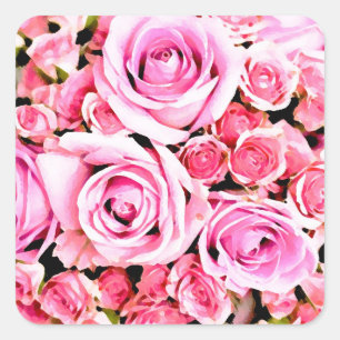 Adesivo Quadrado Buquê rosa rosa rosa