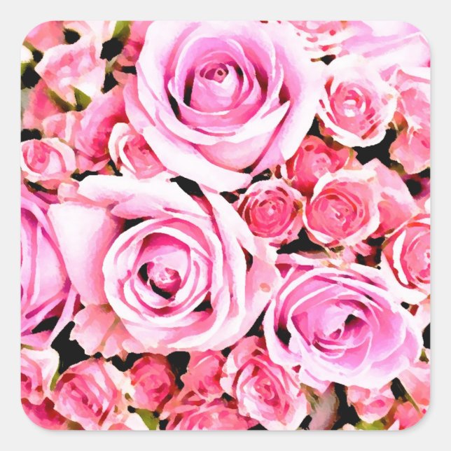 Adesivo Quadrado Buquê rosa rosa rosa (Frente)