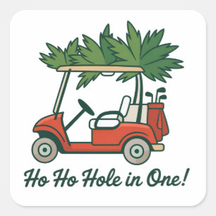 Adesivo Quadrado Buraco de Natal Ho Ho em Um Santa Golfe Golfe 