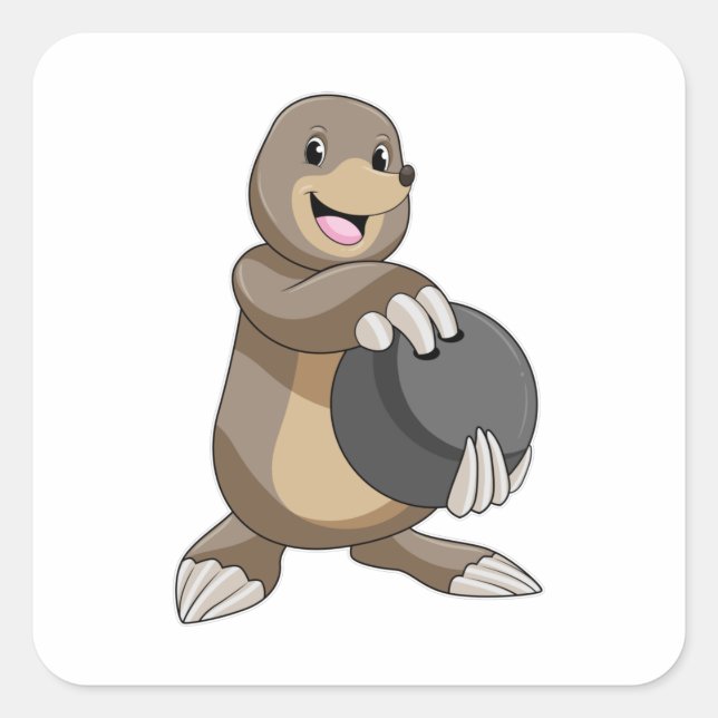 Adesivo Quadrado Buraco na Boliche com Bola de boliche (Frente)