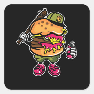 Adesivo Quadrado Burger Bastard