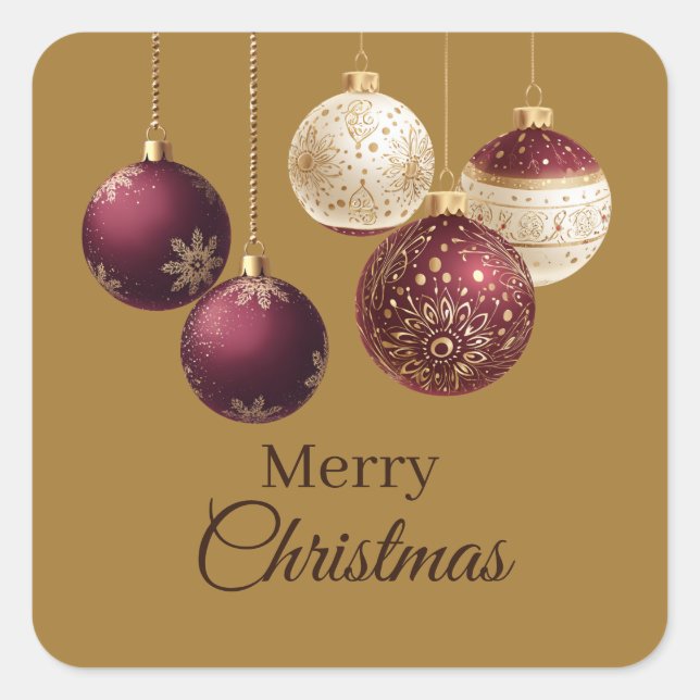 Adesivo Quadrado Burgundy and gold faux glitter (Frente)