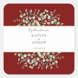 Adesivo Quadrado Burgundy Eucalyptus Together Forever Wedding 