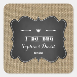 Adesivo Quadrado Burlap Russo e Chalkboard I DO CHURRASCO