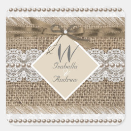 Adesivo Quadrado Burlap White Lace Beige Casado Russo