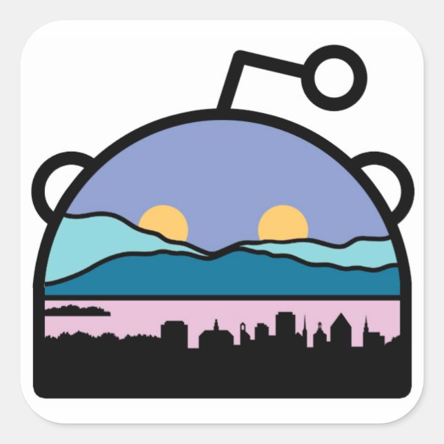 Adesivo Quadrado Burlington, VT Sub-Reddit Logo (Frente)