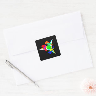 Adesivo Quadrado Burst geométrico multicolorido