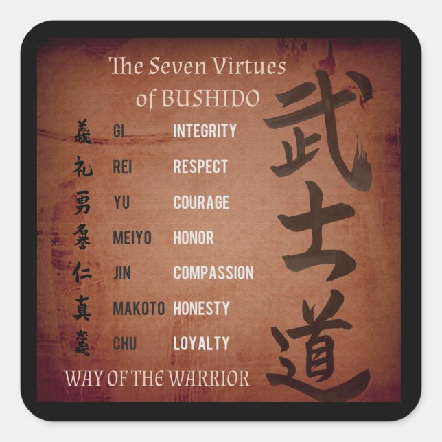 ADESIVO QUADRADO BUSHIDO VIRTUES SQUARE STICKER (Frente)