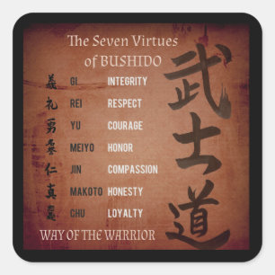 ADESIVO QUADRADO BUSHIDO VIRTUES SQUARE STICKER