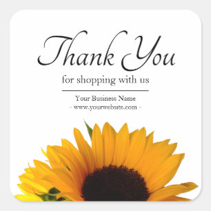 Adesivo Quadrado Business Floral Sunflower Obrigado