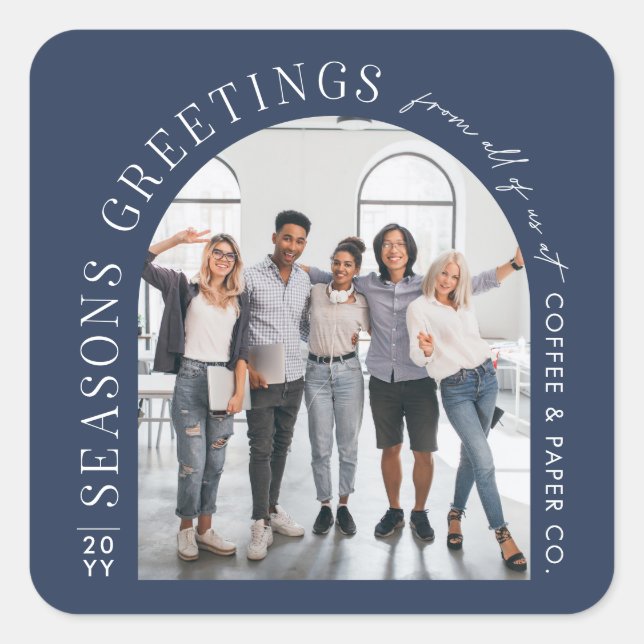 Adesivo Quadrado Business Modern Arch Foto do marinho de Natal azul (Frente)