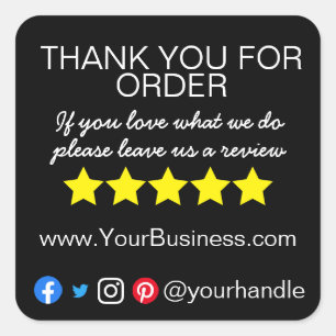 Adesivo Quadrado Business Obrigado Insira o pacote moderno do cart
