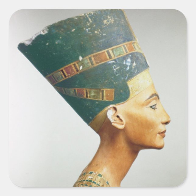 Adesivo Quadrado Busto da Rainha Nefertiti, vista lateral, do studi (Frente)