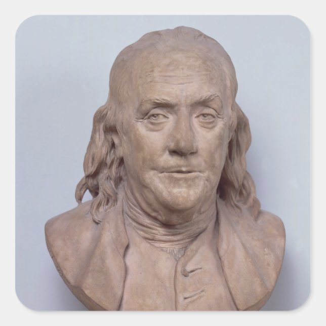 Adesivo Quadrado Busto de Benjamin Franklin 1778 (Frente)