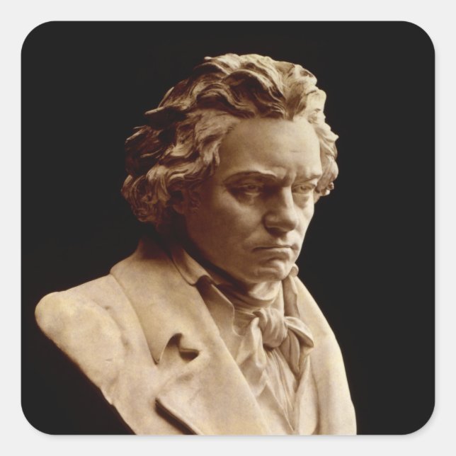 Adesivo Quadrado Busto de Ludwig van Beethoven Square Sticker (Frente)