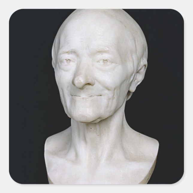 Adesivo Quadrado Busto de Voltaire sem sua peruca, 1778 (Frente)