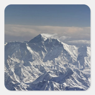 Adesivo Quadrado BUTÃO. Neve eterna na montanha Everest,