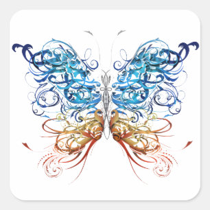 Adesivo Quadrado Butterfly Abstrato Art
