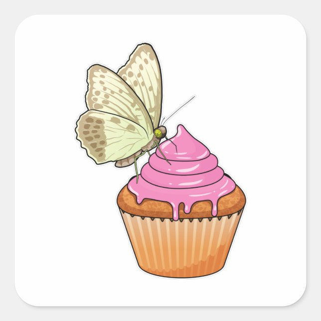 Adesivo Quadrado Butterfly Muffin (Frente)