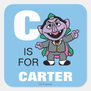 Adesivo Quadrado C é de Count von Count   Adicione seu Nome