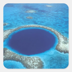 Adesivo Quadrado CA, Belize. Vista aérea de Blue Hole (diâmetro