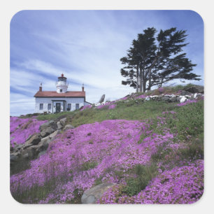 Adesivo Quadrado CA, Crescent City, farol de Battery Point com