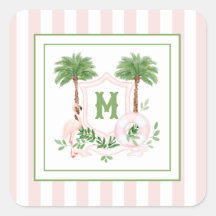 Cabana Stripes Palm Beach Monogram Crest