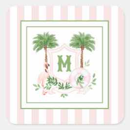Adesivo Quadrado Cabana Stripes Palm Beach Monogram Crest