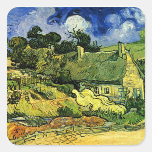 Adesivo Quadrado Cabanas de Palha, Cordeville por Vincent van Gogh