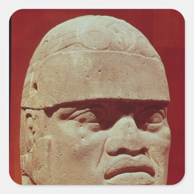 Adesivo Quadrado Cabeça Colossal, Olmec (Frente)