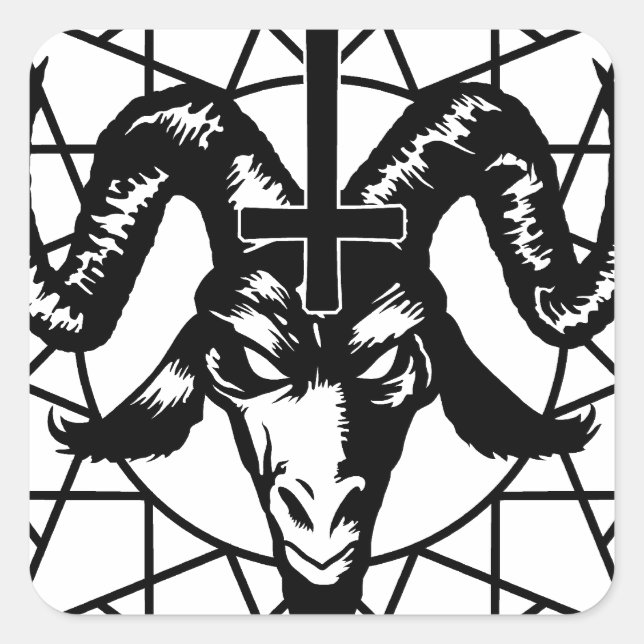 Adesivo Quadrado Cabeça com Estrela de Caos (preto) (Frente)