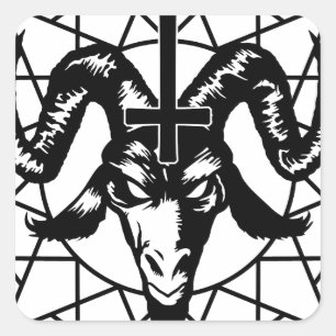 Adesivo Quadrado Cabeça com estrela do caos (preto)