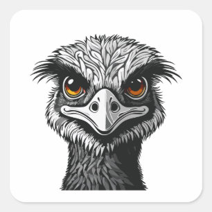 Adesivo Quadrado Cabeça de ave Emu