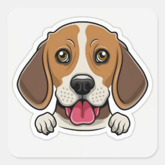 Adesivo Quadrado Cabeça de cão beagle