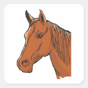 Adesivo Quadrado Cabeça de Cavalo Fazenda Animal Marrom