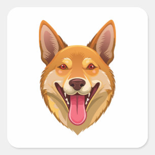 Adesivo Quadrado Cabeça de dingo cão selvagem australiano