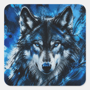 Adesivo Quadrado Cabeça de lobo